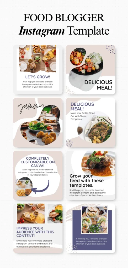 Food blogger Instagram post template editable in Canva