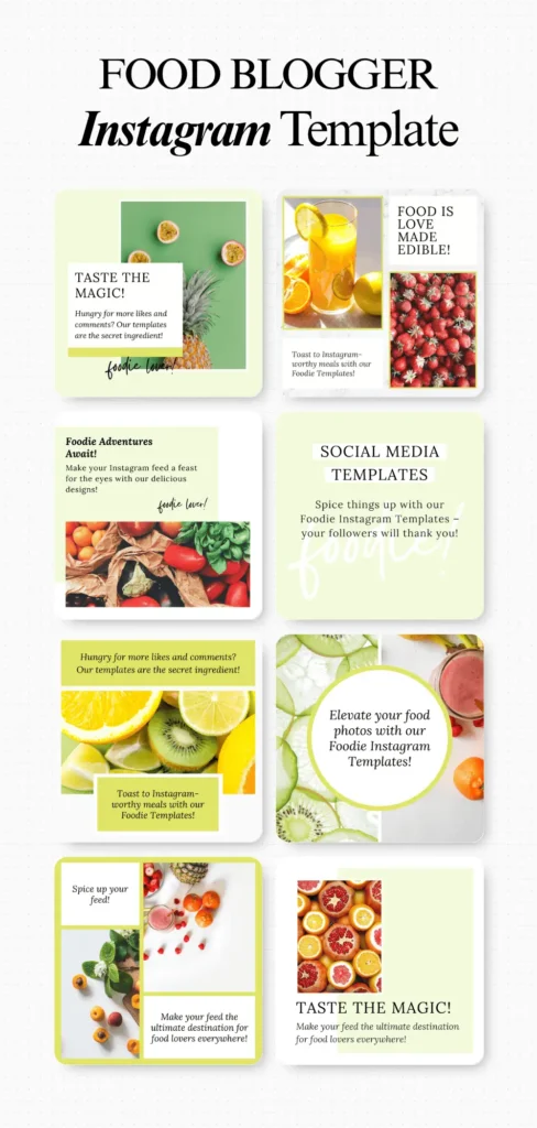 Food blogger Instagram post template editable in Canva
